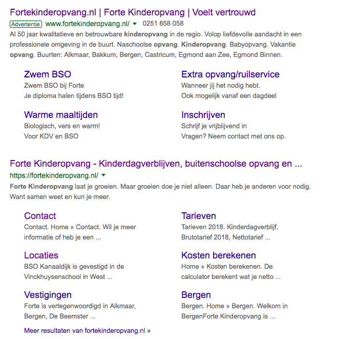 Voorbeeld weergave van de aangepaste advertentietekst