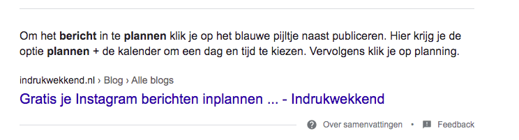 Rich snippet voorbeeld