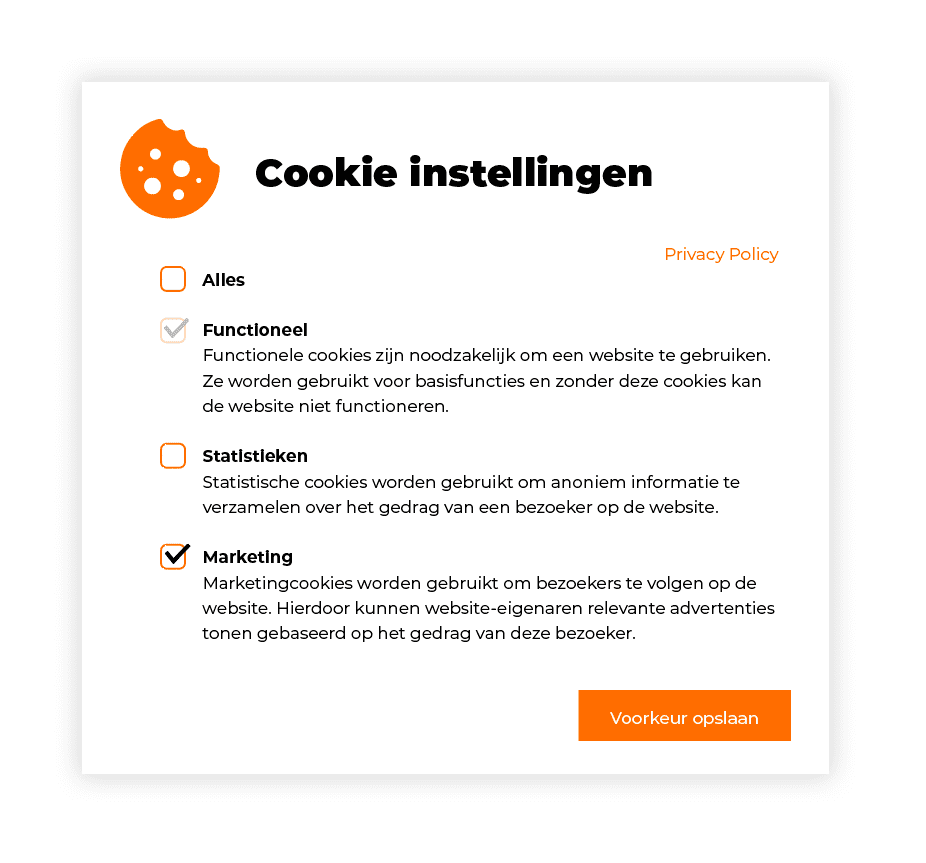 Cookie instellingen voorbeeld